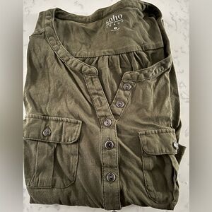 New York & Company Olive or Army Green Soho Shirt with double front pockets